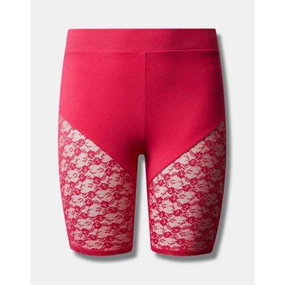 🆕 Pink 9 Inch Signature Waist Lace Inset Bike Short 1 1X 14 16 NWT Torrid New! - Picture 2 of 3